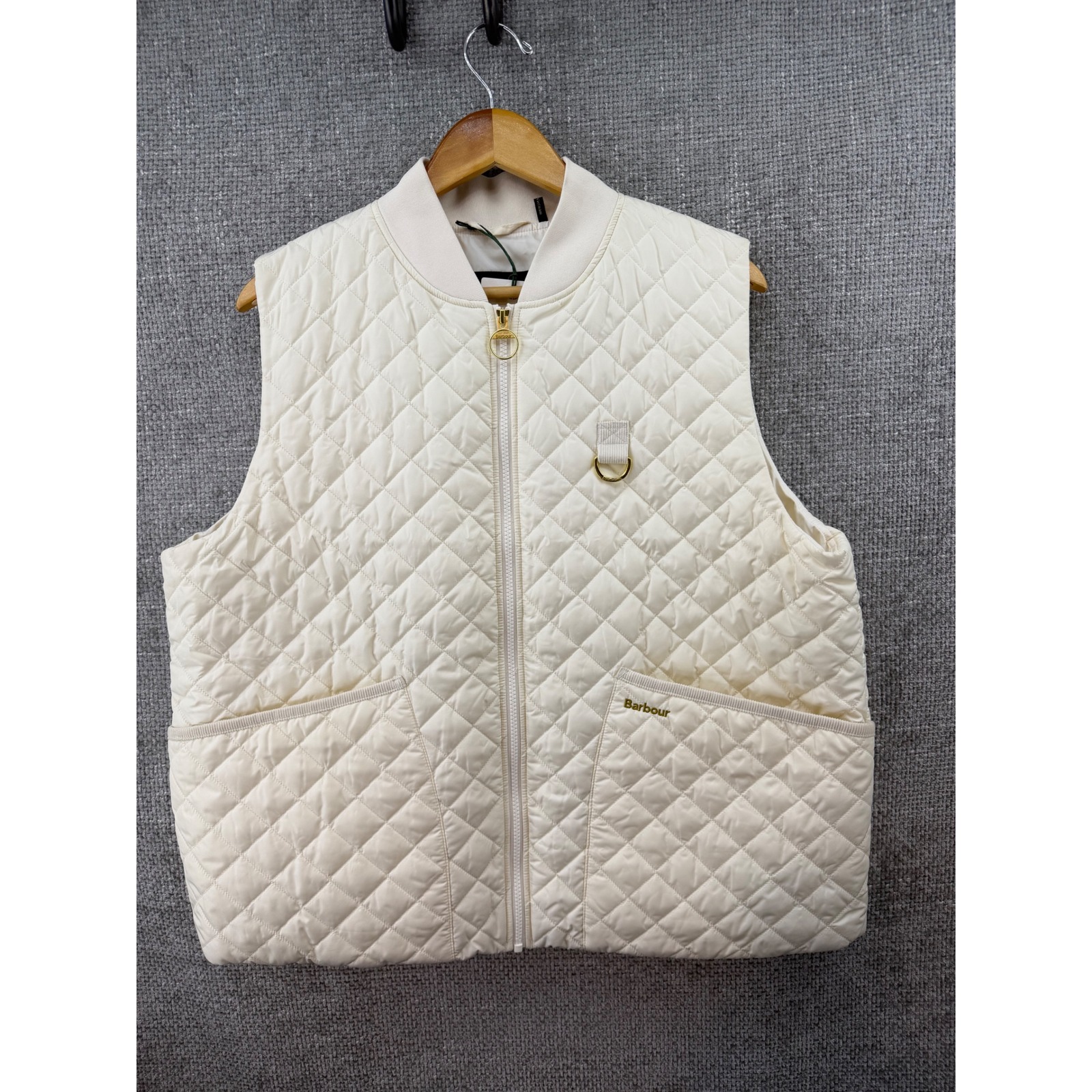 Barbour Women's Size 14rosalie Gilet Quilted Vest Cream White Pockets New
